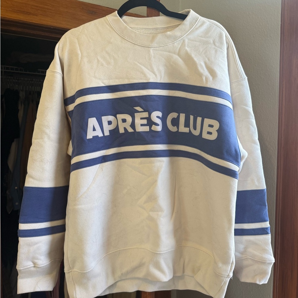 Abercrombie & Fitch Cream and Blue Crewneck Sweater